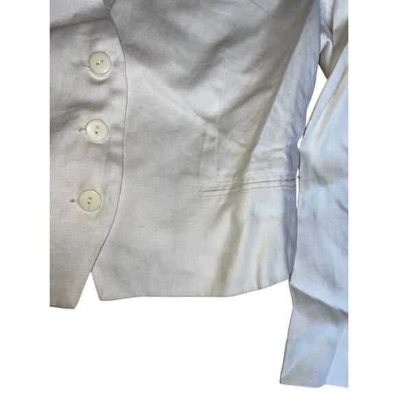 Point of View Collection Women's 90s Cropped Blazer 100% Linen White Size 6 - Picture 9 of 14